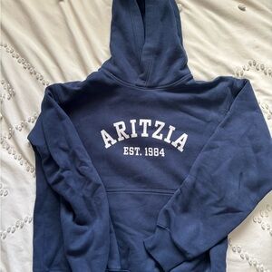 Aritzia Deep Blue Hoodie with White Print
